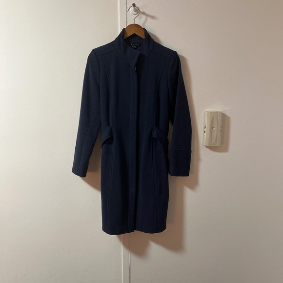 Theory Navy Wool Coat medium - Picture 1 of 4